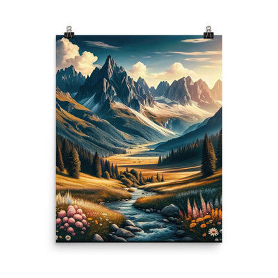 Quadratisches Kunstwerk der Alpen, majestätische Berge unter goldener Sonne - Poster berge xxx yyy zzz 40.6 x 50.8 cm
