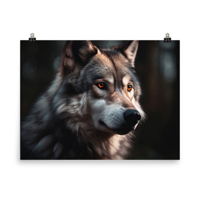 Wolf Porträt - Fotorealistische Malerei - Poster camping xxx 45.7 x 61 cm