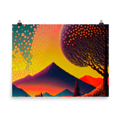 Berge und warme Farben - Punktkunst - Poster berge xxx 45.7 x 61 cm