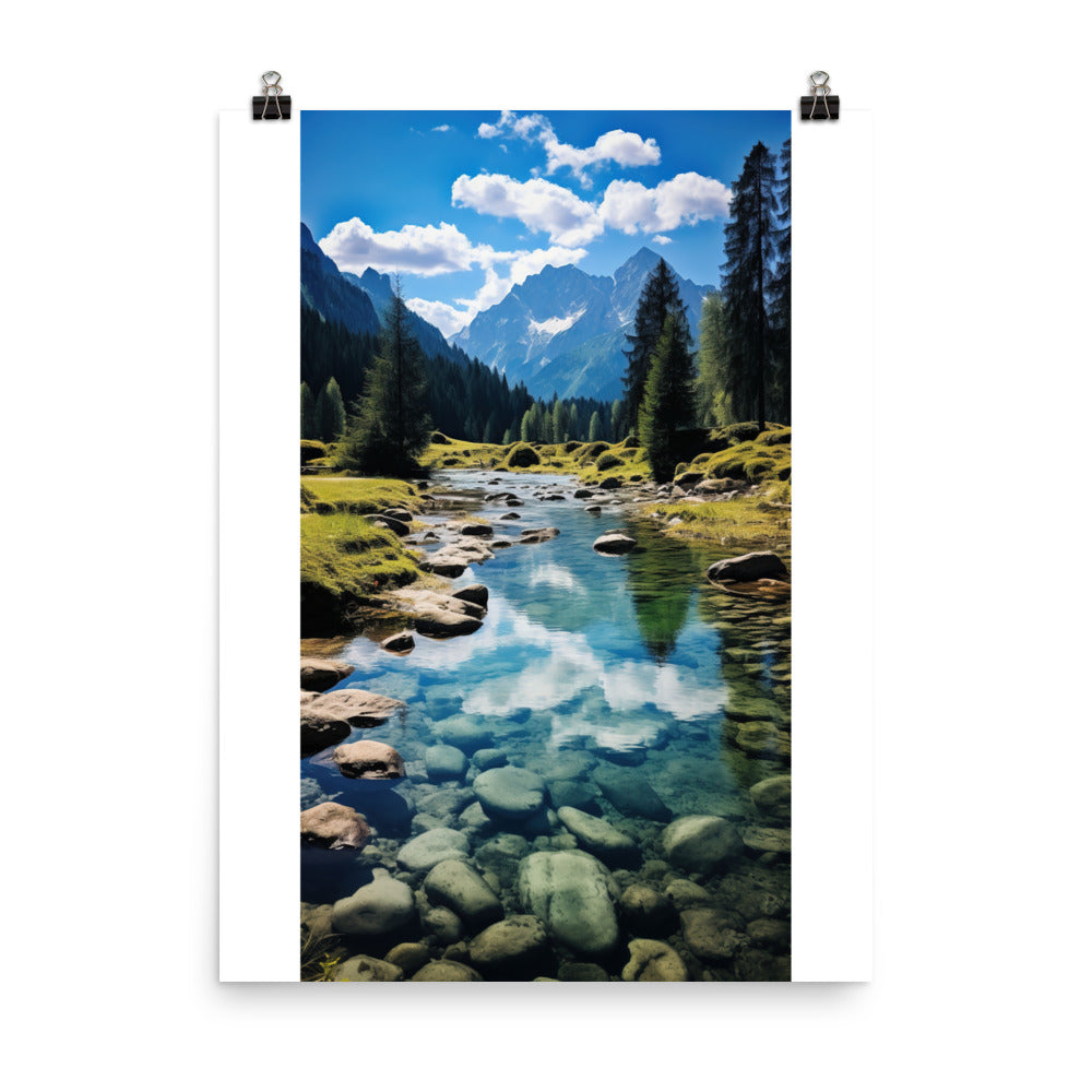 Österreichische Alpen und steiniger Bach - Poster berge xxx 45.7 x 61 cm