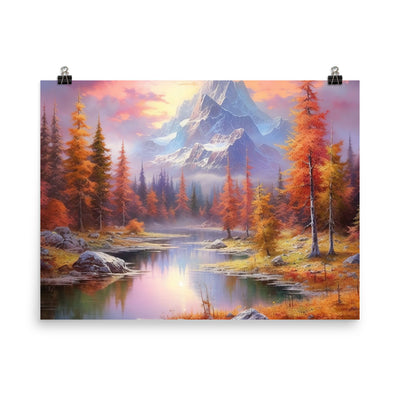 Landschaftsmalerei - Berge, Bäume, Bergsee und Herbstfarben - Poster berge xxx 45.7 x 61 cm