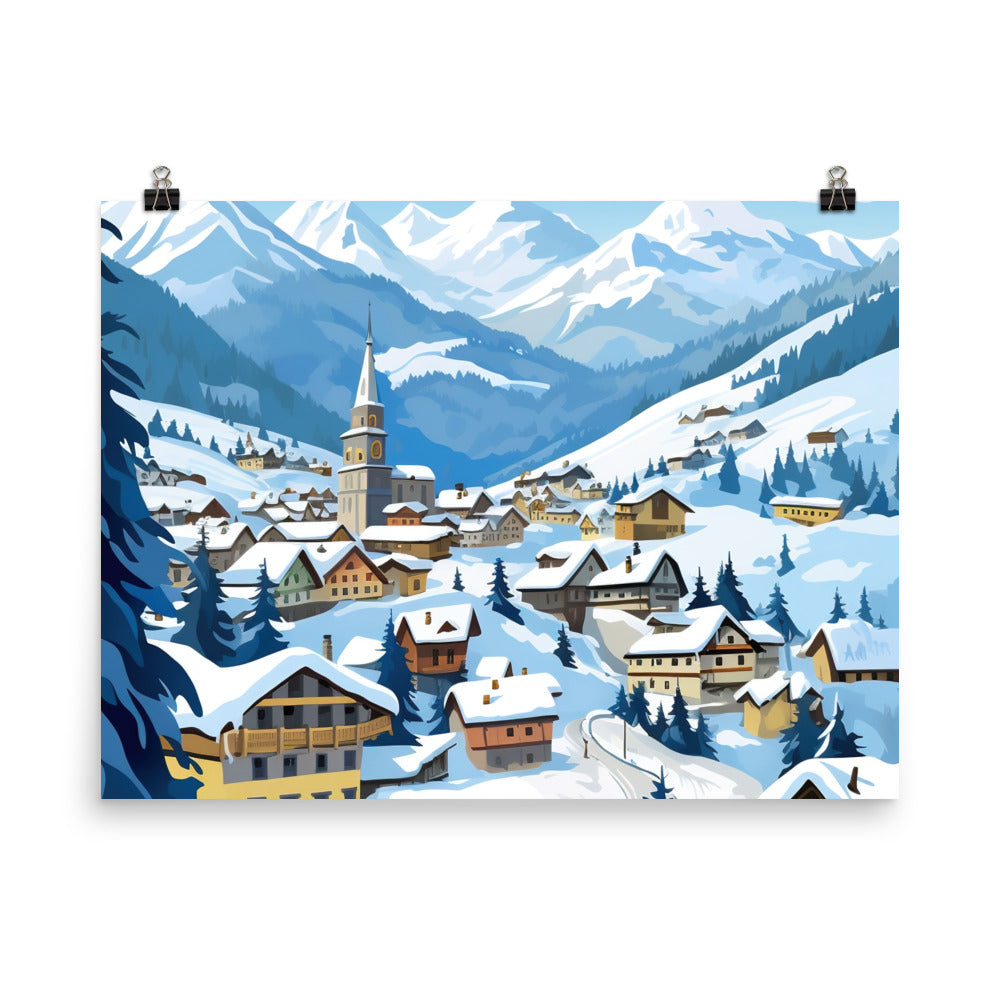 Kitzbühl - Berge und Schnee - Landschaftsmalerei - Poster ski xxx 45.7 x 61 cm