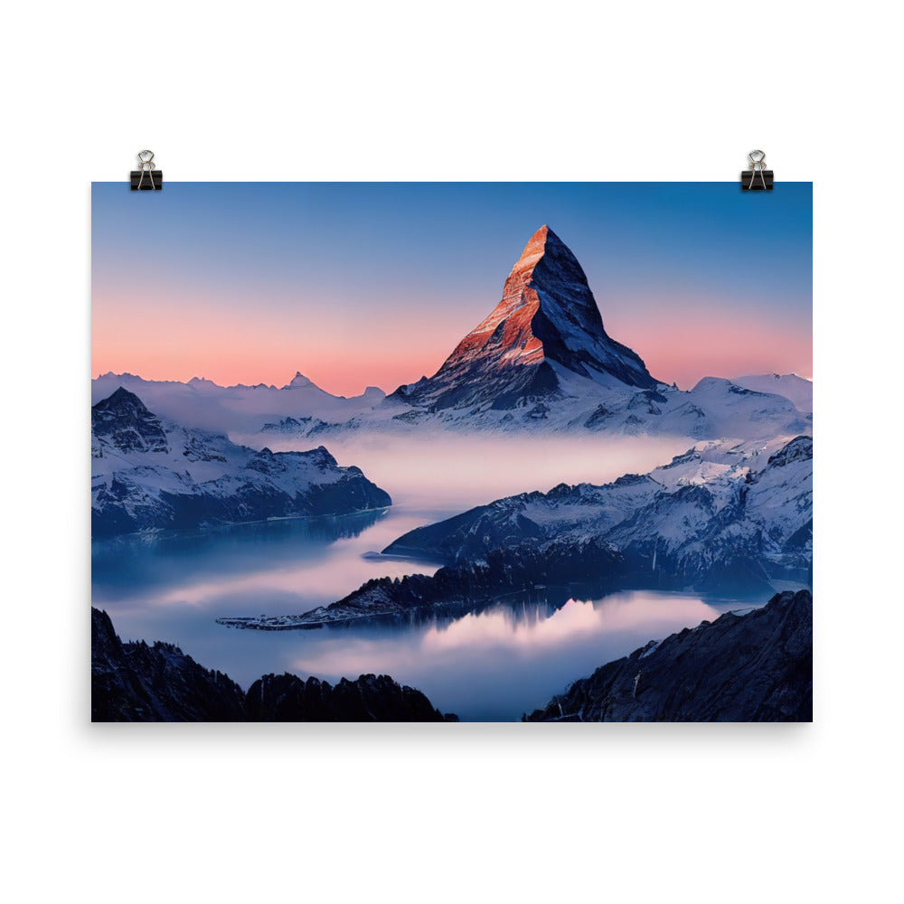 Matternhorn - Nebel - Berglandschaft - Malerei - Poster berge xxx 45.7 x 61 cm