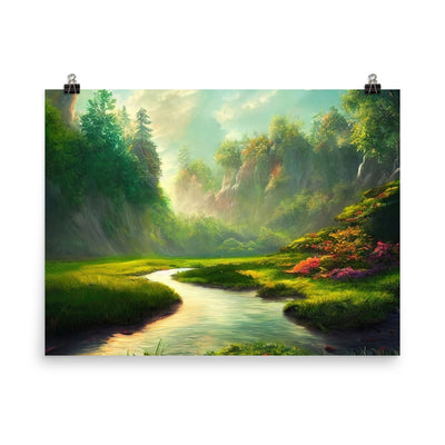 Bach im tropischen Wald - Landschaftsmalerei - Poster camping xxx 45.7 x 61 cm