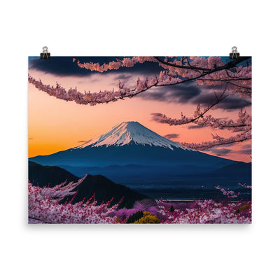 Berg - Pinke Bäume und Blumen - Poster berge xxx 45.7 x 61 cm