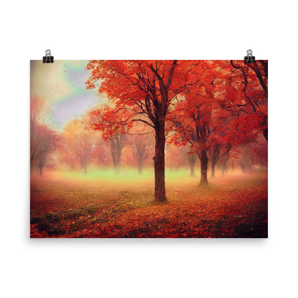 Wald im Herbst - Rote Herbstblätter - Poster camping xxx 45.7 x 61 cm