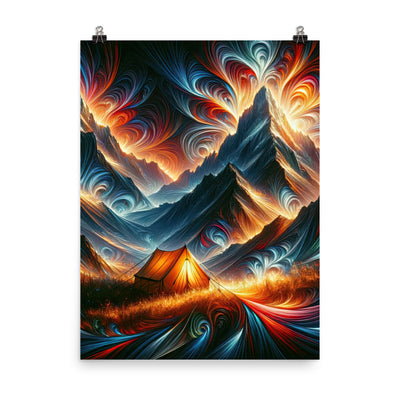 Abstrakte Kunst der Alpen, wo die Berge mit dynamischen Farben und Mustern pulsieren und eine Szene Energie schaffen - Enhanced Matte camping xxx yyy zzz 45.7 x 61 cm