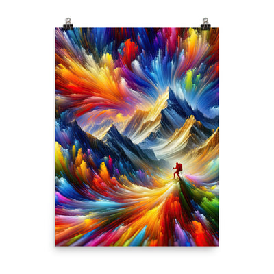 Alpen im Farbsturm mit erleuchtetem Wanderer - Abstrakt - Poster wandern xxx yyy zzz 45.7 x 61 cm