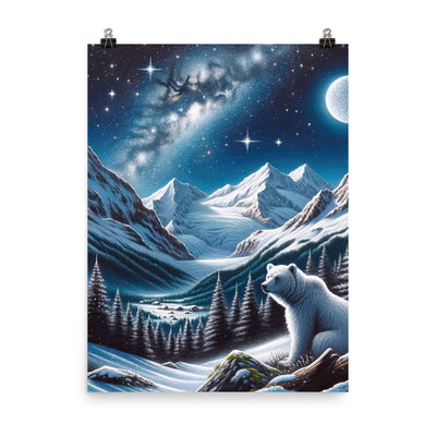 Sternennacht und Eisbär: Acrylgemälde mit Milchstraße, Alpen und schneebedeckte Gipfel - Poster camping xxx yyy zzz 45.7 x 61 cm