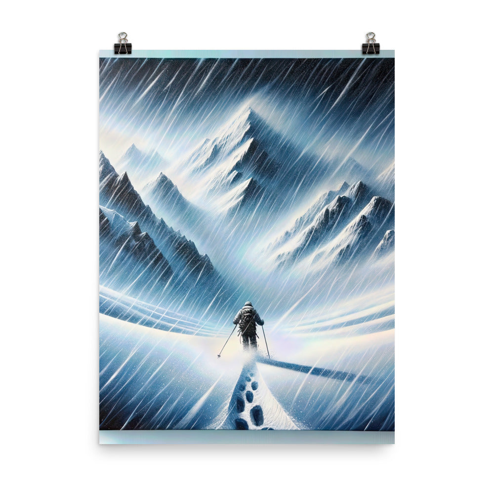 Wanderer und Bergsteiger im Schneesturm: Acrylgemälde der Alpen - Poster wandern xxx yyy zzz 45.7 x 61 cm