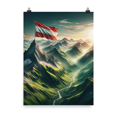 Alpen Gebirge: Fotorealistische Bergfläche mit Österreichischer Flagge - Poster berge xxx yyy zzz 45.7 x 61 cm