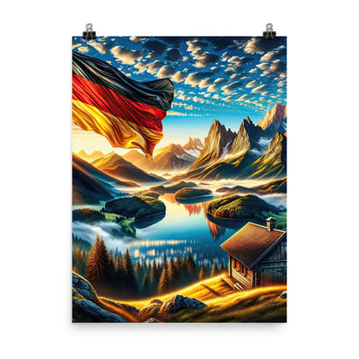 Alpen Gebirge im Morgenlicht: Kunstwerk mit Deutsche Flagge - Poster berge xxx yyy zzz 45.7 x 61 cm