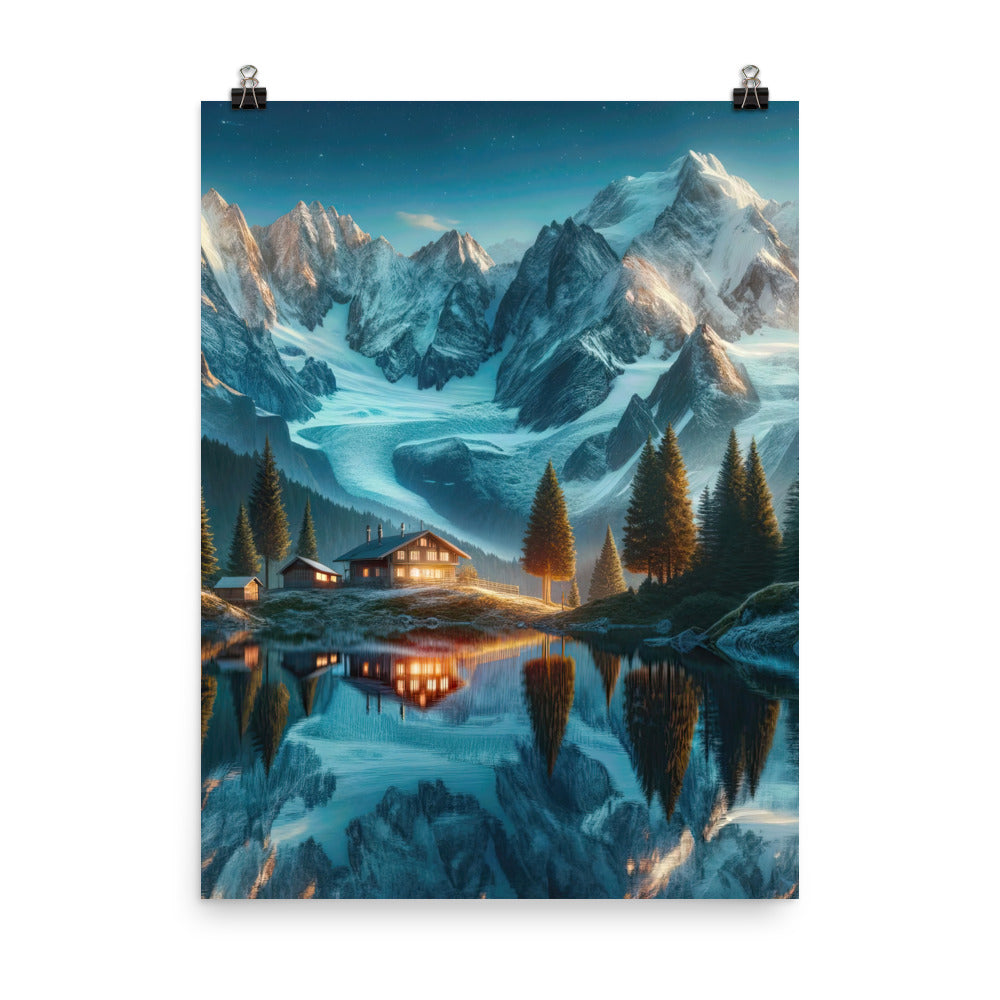 Stille Alpenmajestätik: Digitale Kunst mit Schnee und Bergsee-Spiegelung - Poster berge xxx yyy zzz 45.7 x 61 cm
