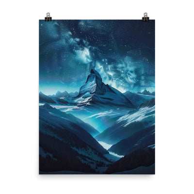Winterabend in den Bergen: Digitale Kunst mit Sternenhimmel - Poster berge xxx yyy zzz 45.7 x 61 cm