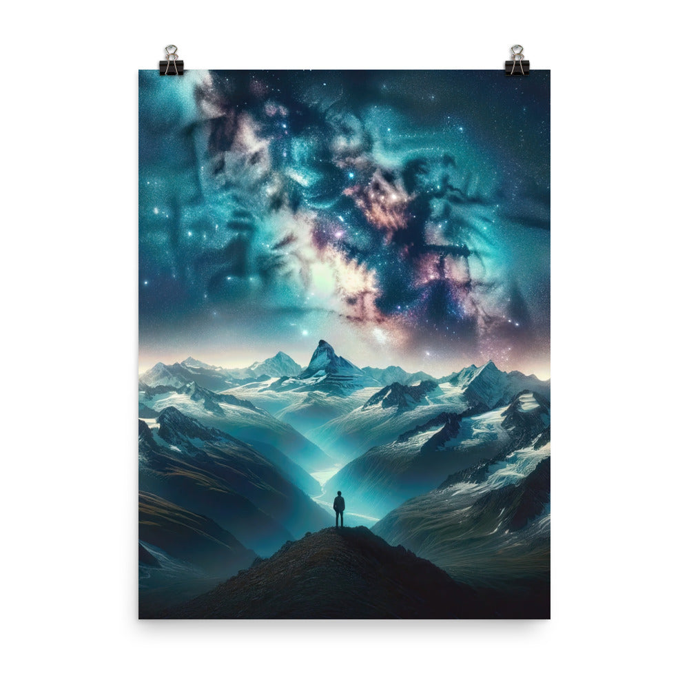 Alpennacht mit Milchstraße: Digitale Kunst mit Bergen und Sternenhimmel - Poster wandern xxx yyy zzz 45.7 x 61 cm