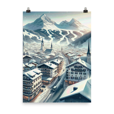 Winter in Kitzbühel: Digitale Malerei von schneebedeckten Dächern - Poster berge xxx yyy zzz 45.7 x 61 cm