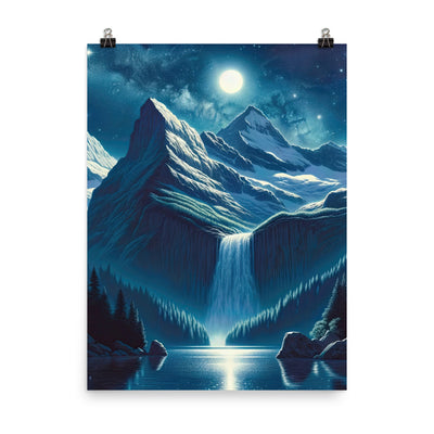 Legendäre Alpennacht, Mondlicht-Berge unter Sternenhimmel - Poster berge xxx yyy zzz 45.7 x 61 cm