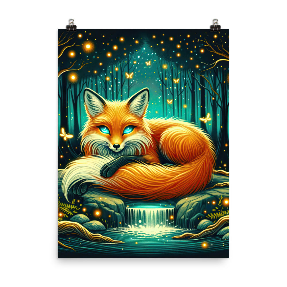 Bezaubernder Fuchs auf erleuchteter mystischer Waldlichtung - Poster camping xxx yyy zzz 45.7 x 61 cm