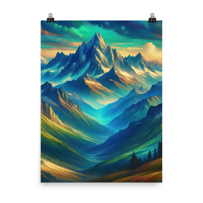 Atemberaubende alpine Komposition mit majestätischen Gipfeln und Tälern - Poster berge xxx yyy zzz 45.7 x 61 cm