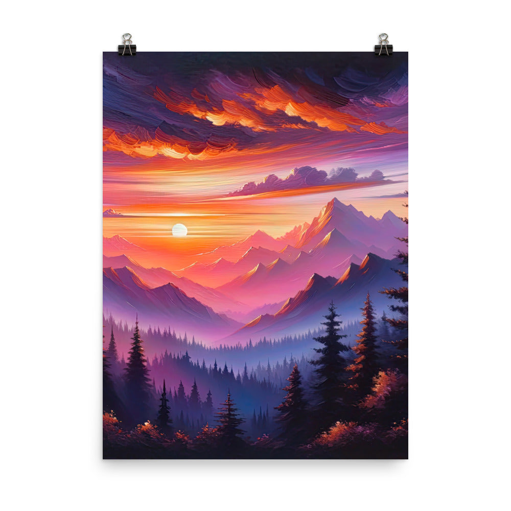 Ölgemälde der Alpenlandschaft im ätherischen Sonnenuntergang, himmlische Farbtöne - Poster berge xxx yyy zzz 45.7 x 61 cm