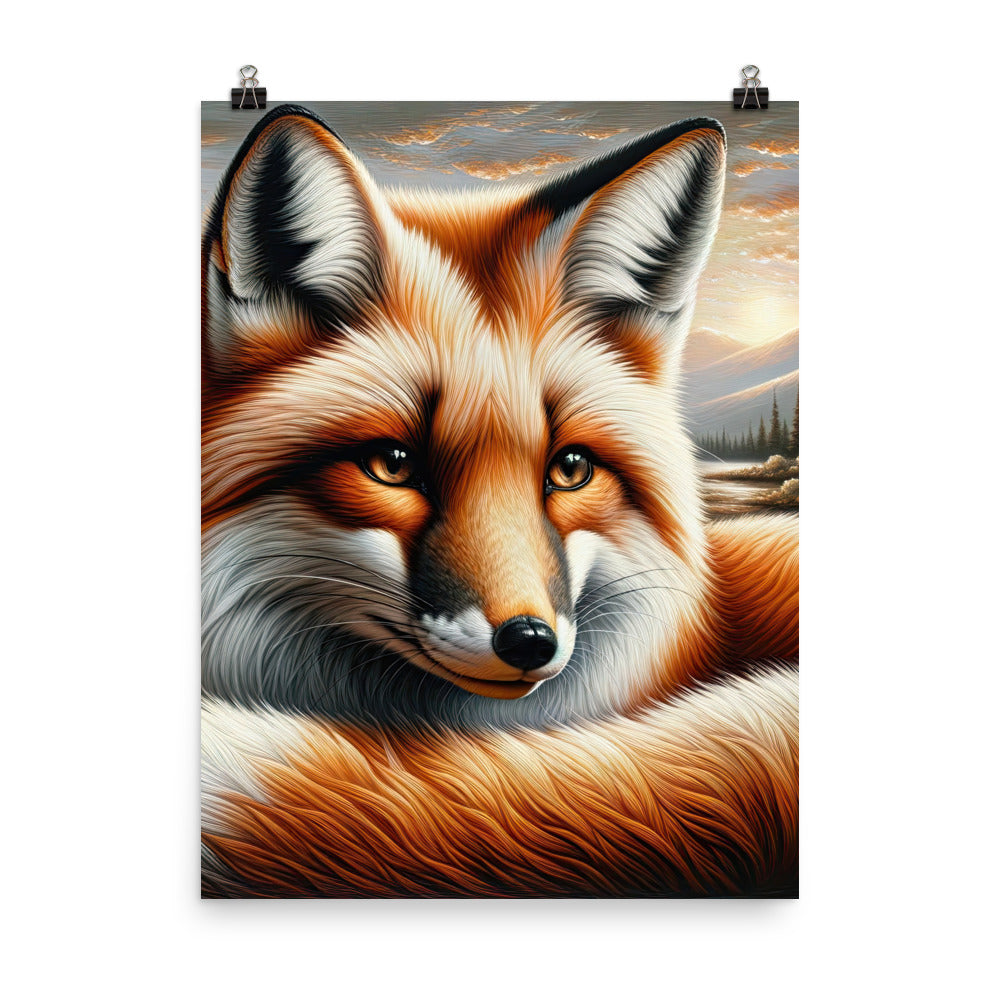 Ölgemälde eines nachdenklichen Fuchses mit weisem Blick - Poster camping xxx yyy zzz 45.7 x 61 cm