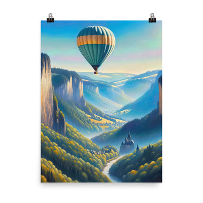 Ölgemälde einer ruhigen Szene in Luxemburg mit Heißluftballon und blauem Himmel - Poster berge xxx yyy zzz 45.7 x 61 cm