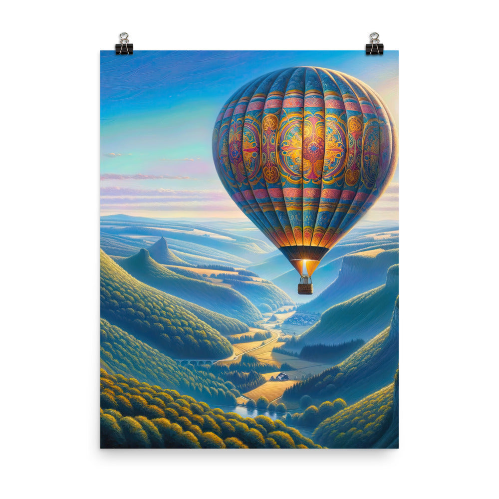 Ölgemälde einer ruhigen Szene mit verziertem Heißluftballon - Poster berge xxx yyy zzz 45.7 x 61 cm