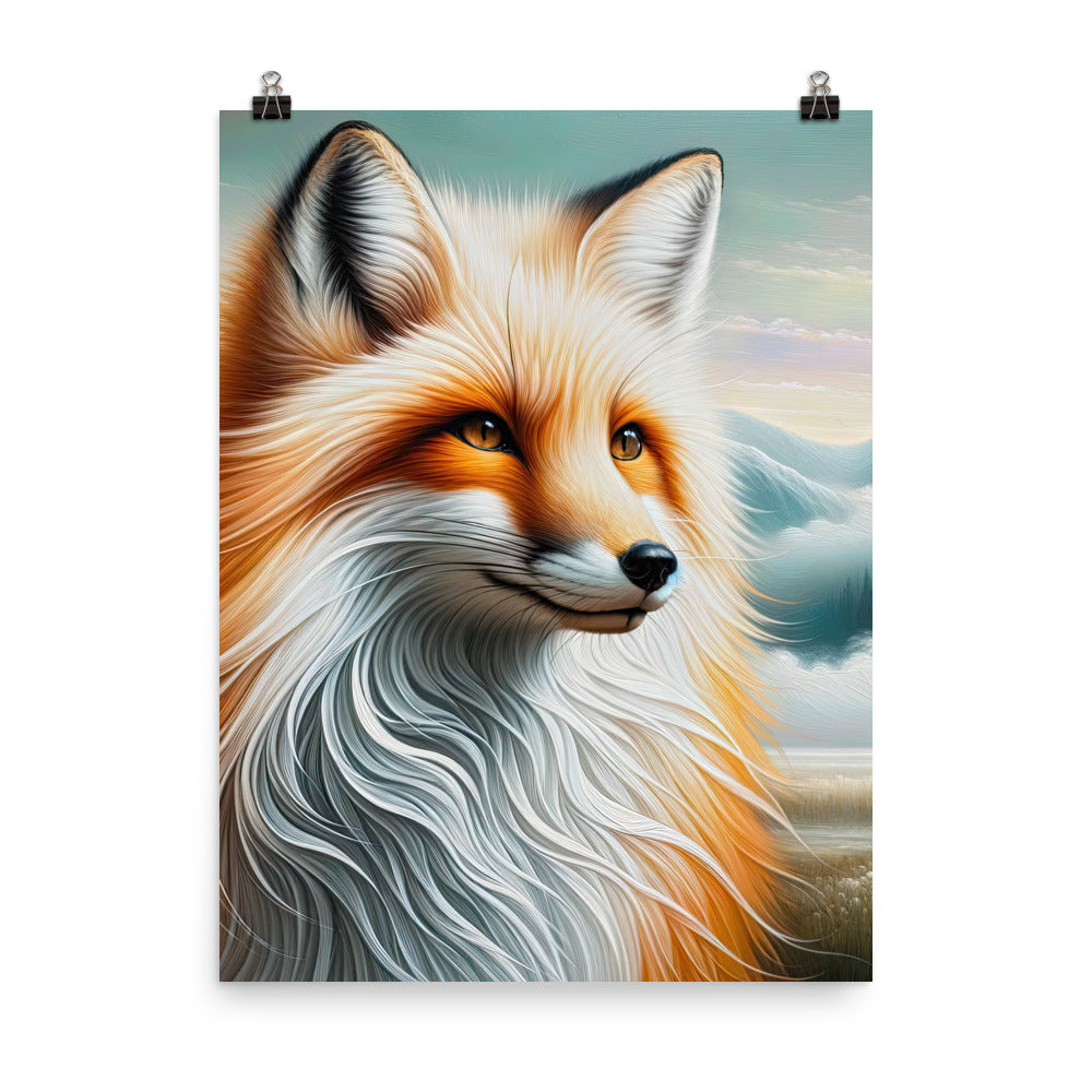 Ölgemälde eines anmutigen, intelligent blickenden Fuchses in Orange-Weiß - Poster camping xxx yyy zzz 45.7 x 61 cm