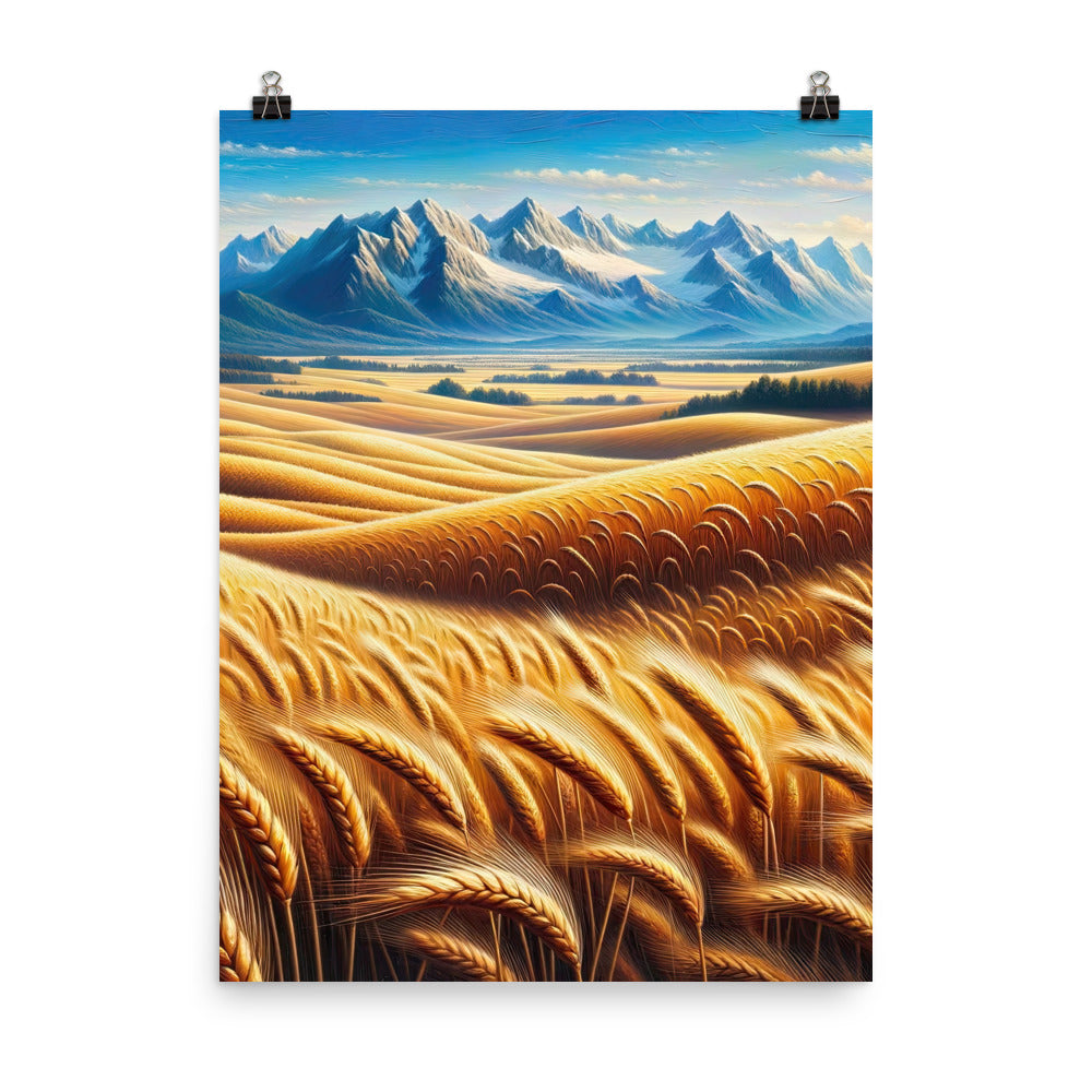 Ölgemälde eines weiten bayerischen Weizenfeldes, golden im Wind (TR) - Poster xxx yyy zzz 45.7 x 61 cm