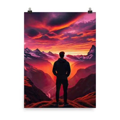 Foto der Schweizer Alpen im Sonnenuntergang, Himmel in surreal glänzenden Farbtönen - Poster wandern xxx yyy zzz 45.7 x 61 cm