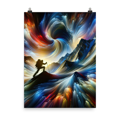 Foto der Alpen in abstrakten Farben mit Bergsteigersilhouette - Poster wandern xxx yyy zzz 45.7 x 61 cm