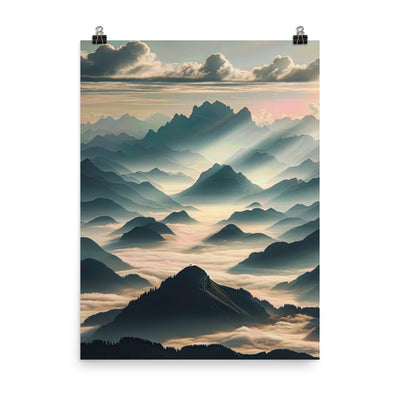 Foto der Alpen im Morgennebel, majestätische Gipfel ragen aus dem Nebel - Poster berge xxx yyy zzz 45.7 x 61 cm