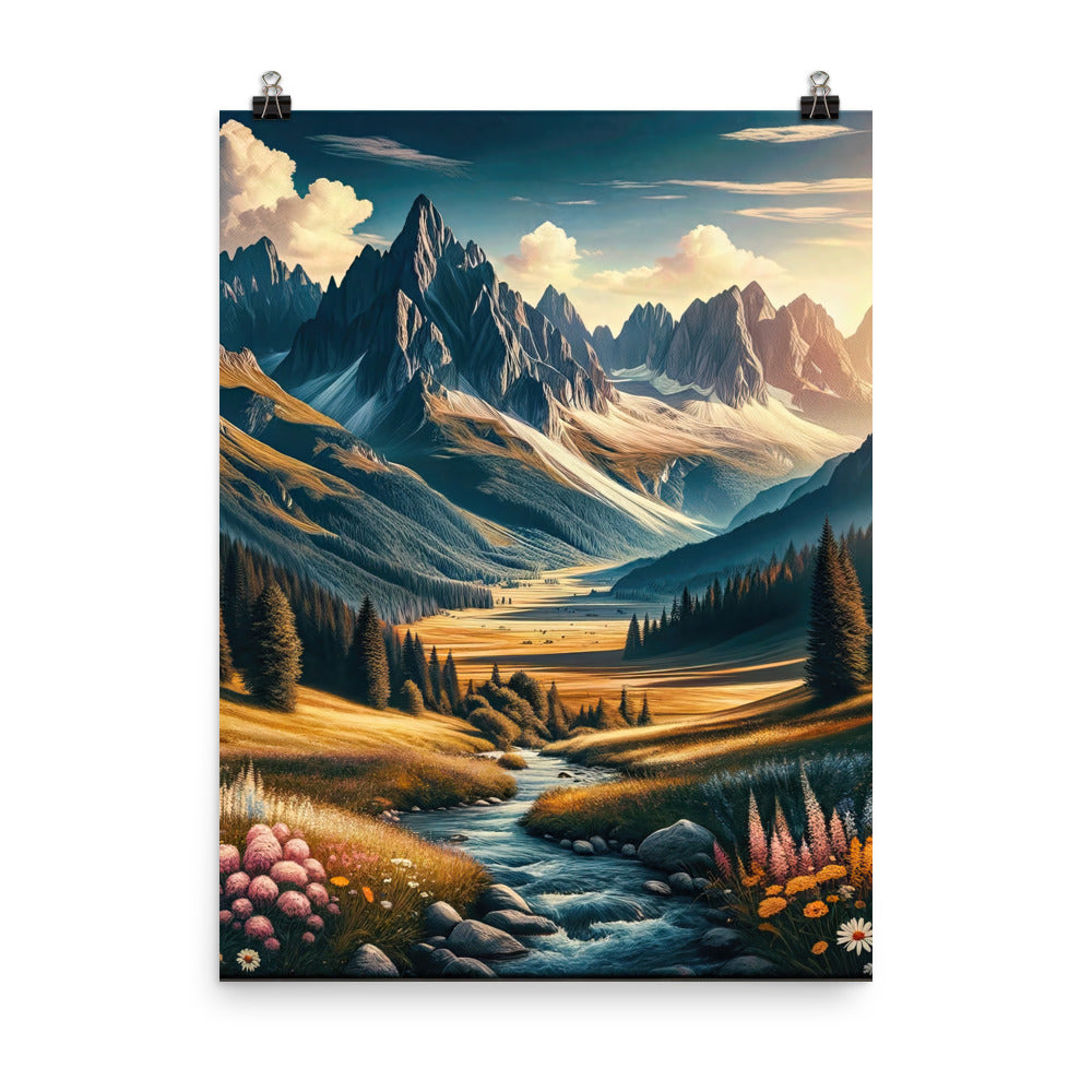 Quadratisches Kunstwerk der Alpen, majestätische Berge unter goldener Sonne - Poster berge xxx yyy zzz 45.7 x 61 cm