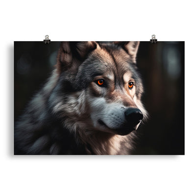 Wolf Porträt - Fotorealistische Malerei - Poster camping xxx 50.8 x 76.2 cm