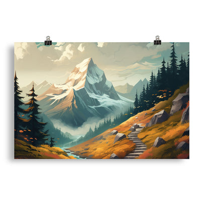 Berge, Wald und Wanderweg - Malerei - Poster berge xxx 50.8 x 76.2 cm