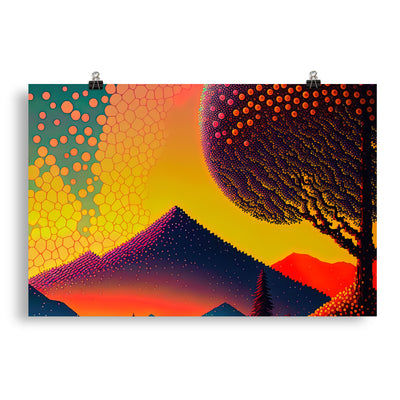 Berge und warme Farben - Punktkunst - Poster berge xxx 50.8 x 76.2 cm
