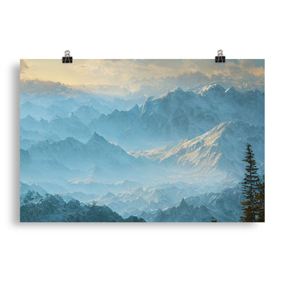 Schöne Berge mit Nebel bedeckt - Ölmalerei - Poster berge xxx 50.8 x 76.2 cm