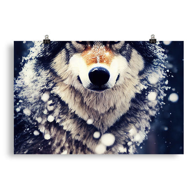 Wolf im Schnee - Episches Foto - Poster camping xxx 50.8 x 76.2 cm