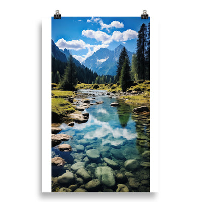 Österreichische Alpen und steiniger Bach - Poster berge xxx 50.8 x 76.2 cm