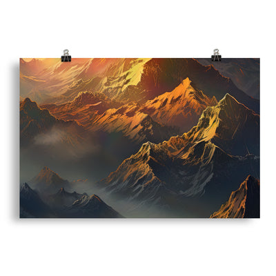 Wunderschöne Himalaya Gebirge im Nebel und Sonnenuntergang - Malerei - Poster berge xxx 50.8 x 76.2 cm