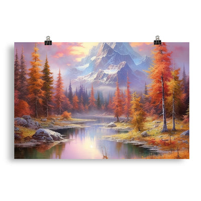Landschaftsmalerei - Berge, Bäume, Bergsee und Herbstfarben - Poster berge xxx 50.8 x 76.2 cm