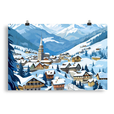 Kitzbühl - Berge und Schnee - Landschaftsmalerei - Poster ski xxx 50.8 x 76.2 cm