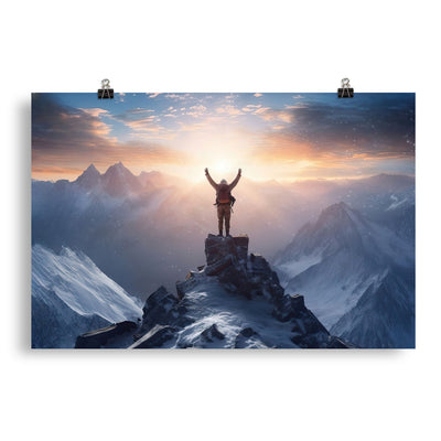 Mann auf der Spitze eines Berges - Landschaftsmalerei - Poster berge xxx 50.8 x 76.2 cm