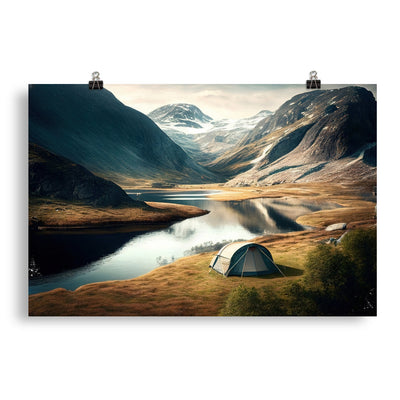 Zelt, Berge und Bergsee - Poster camping xxx 50.8 x 76.2 cm