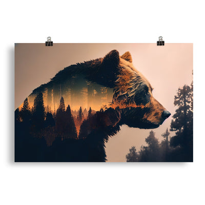 Bär und Bäume Illustration - Poster camping xxx 50.8 x 76.2 cm