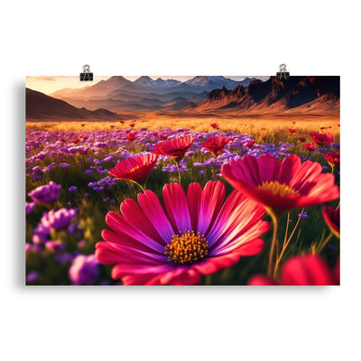Wünderschöne Blumen und Berge im Hintergrund - Poster berge xxx 50.8 x 76.2 cm