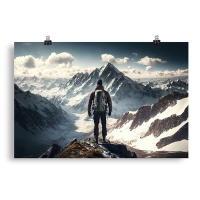 Wanderer auf Berg von hinten - Malerei - Poster berge xxx 50.8 x 76.2 cm