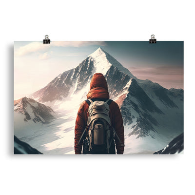 Wanderer von hinten vor einem Berg - Malerei - Poster berge xxx 50.8 x 76.2 cm