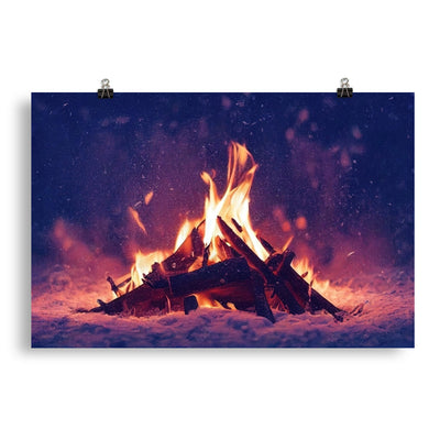 Lagerfeuer im Winter - Campingtrip Foto - Poster camping xxx 50.8 x 76.2 cm