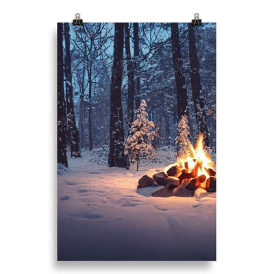 Lagerfeuer im Winter - Camping Foto - Poster camping xxx 50.8 x 76.2 cm